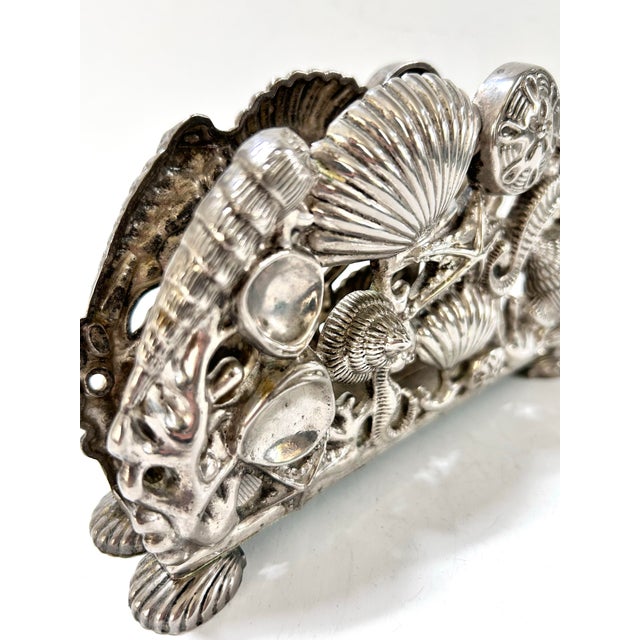 Vintage Godinger Seashell Seahorse Starfish Napkin Holder Silver Plate For Sale In Louisville - Image 6 of 10