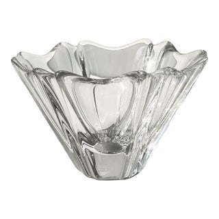 Vintage 20th C Heavy Crystal Orion Bowl by Lars Hellsten Sweden for Orrefors Signed For Sale
