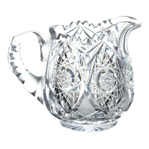 American Brilliant Period Cut Glass Cream Pitcher Hobstars Pattern Abp Antique Table Décor