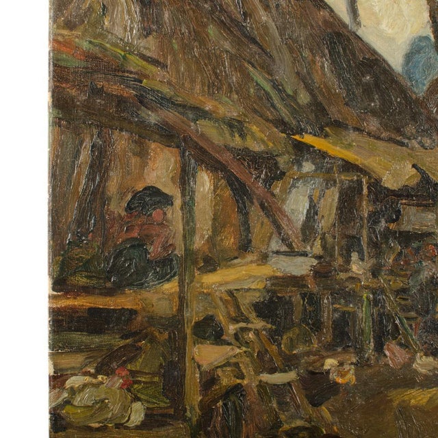 Figurative Hans Von Hayek (Austrian B. 1869- 1940) Oil Painting of an Indonesian Village. For Sale - Image 3 of 11