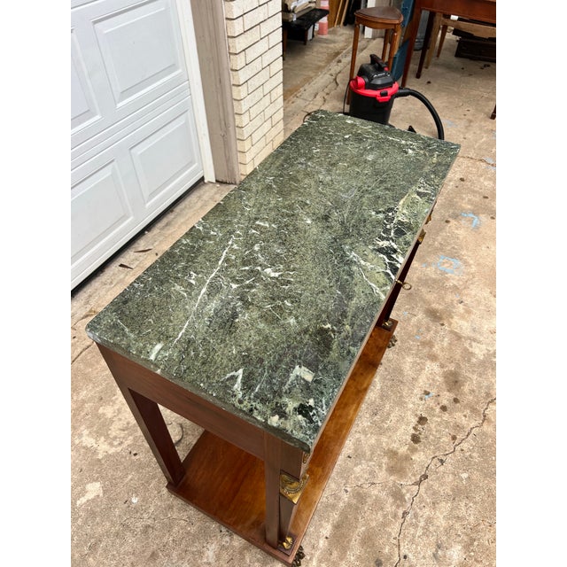 Wood French 19th Century Empire Marble Top Walnut Console Table For Sale - Image 7 of 12