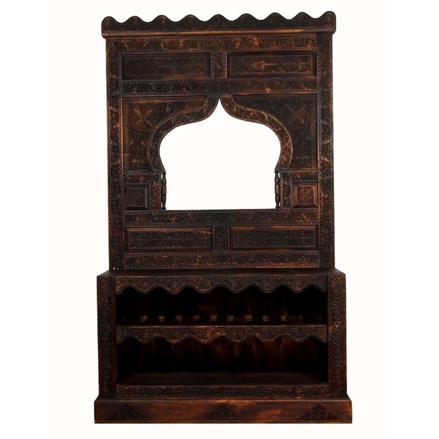 This is a charming Afghan Hand Carved orient vintage wooden sideboard console tables for hall shelf wardrobe dressing...
