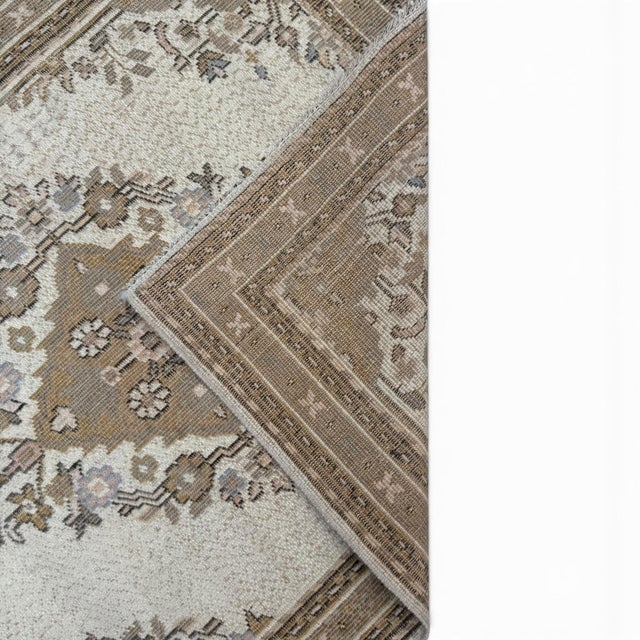 1940s Vintage Hereke Runner | Floral Medallions | 3x15 For Sale - Image 5 of 5