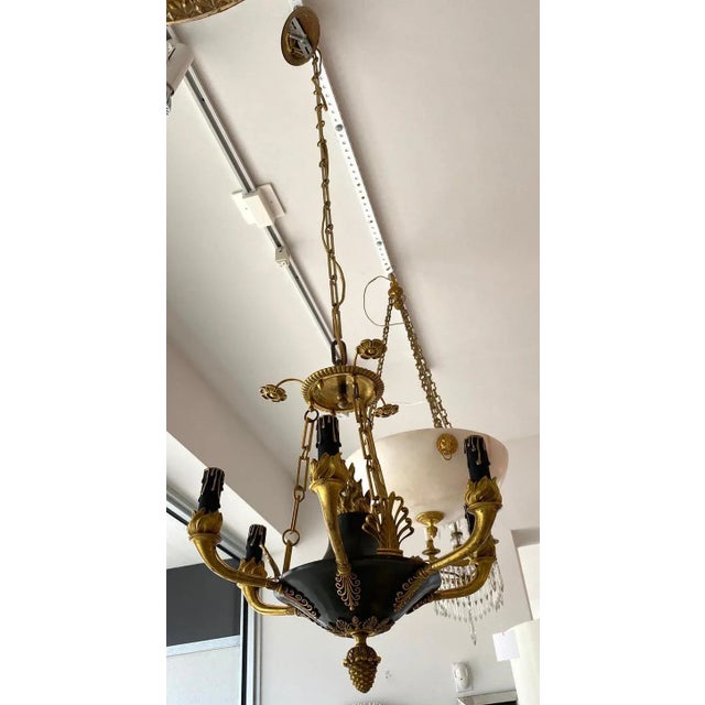 Metal Antique French Empire Chandelier in Patinated Bronze and Gold Dore For Sale - Image 7 of 13