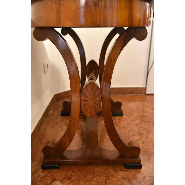Biedermeier Oval Desk in Walnut For Sale - Image 4 of 6