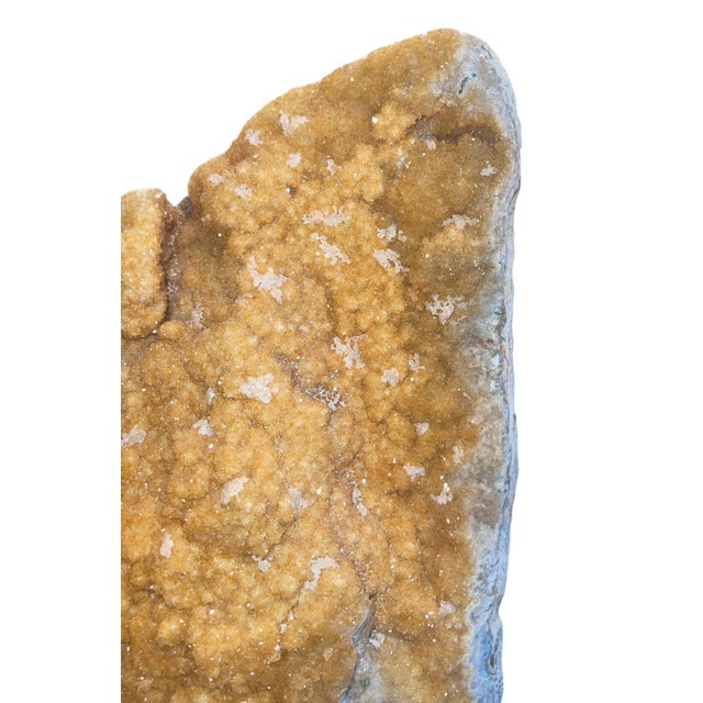 Large Natural Citrine Quartz Crystal Specimen on Wooden Base-Brazil 20th Century For Sale In Los Angeles - Image 6 of 10