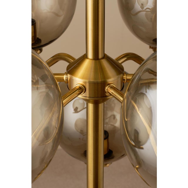 Metal Large Brass Chandeliers attributed to Holger Johansson, Sweden, 1970s, Set of 4 For Sale - Image 7 of 9