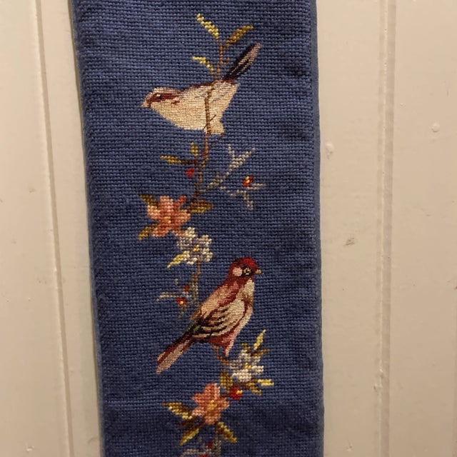 Early Needlepoint Bell Pull With Birds For Sale - Image 4 of 8