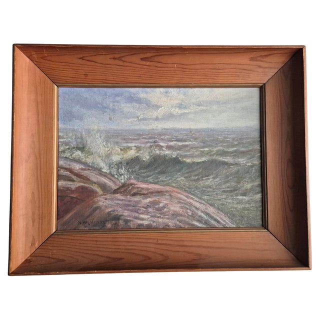 Swedish Artist, Ocean / Archipelago Motif, Mid-1900s, Oil on Canvas For Sale - Image 6 of 6