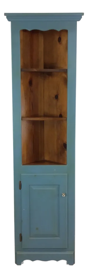 Antique American Corner Cabinet With Shelving and Cabinet Storage