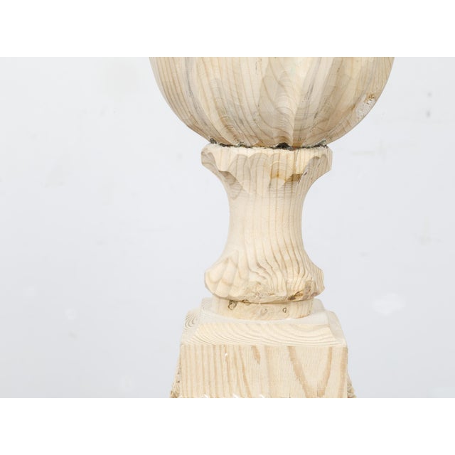 19th Century Pine Twisted Finials on Tall Bases Mounted as Table Lamps - a Pair For Sale In Atlanta - Image 6 of 10