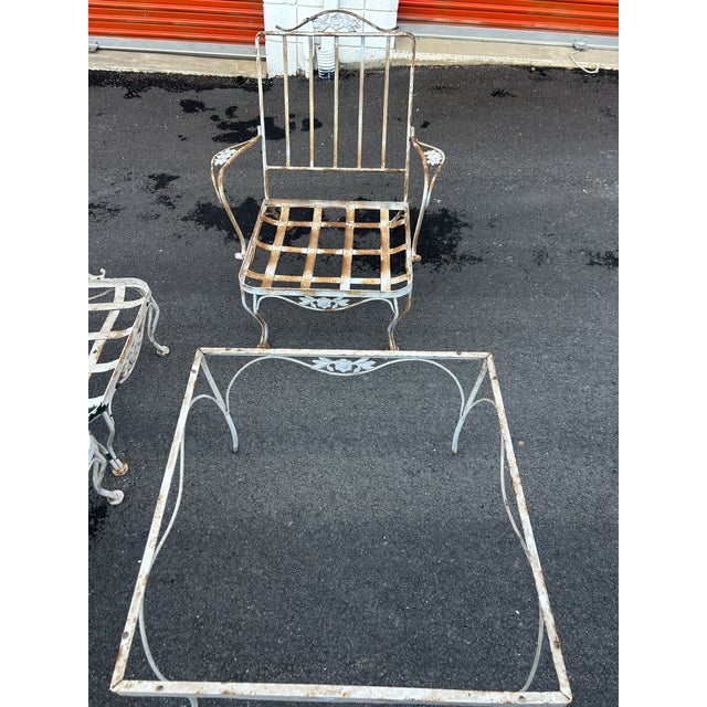 Russell Woodard Beautiful Vintage Wrought Iron Woodard Conversation Set, Attributed For Sale - Image 4 of 6