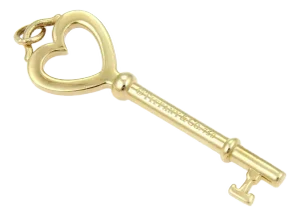 Tiffany & Co. 18k Yellow Gold Classic Heart Shape Key Charm Pendant