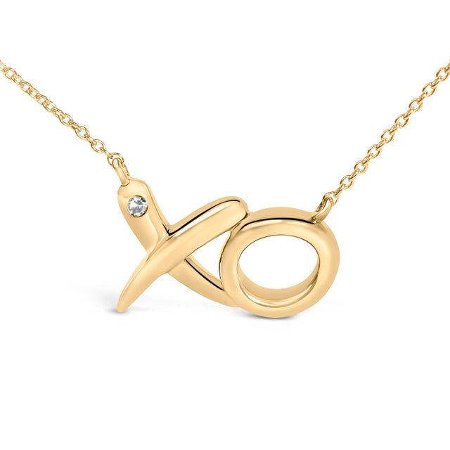 Contemporary Gold Vermeil Diamond Accent "XO" Necklace For Sale - Image 3 of 6