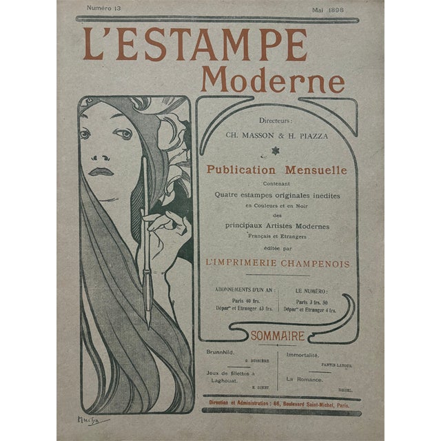 Alphonse Mucha, Cover for l'Estampe Moderne, May 1898, Lithograph For Sale