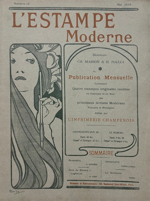 Alphonse Mucha, Cover for l'Estampe Moderne, May 1898, Lithograph