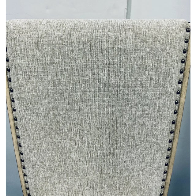 Transitional French Style Linen Dining Chairs Set of 4 For Sale - Image 9 of 10