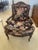 Chocolate 1970s Matching Upholstered Chairs (2). Hardwood Very Detailed. Black Background, Multicolor Floral Print. For Sale - Image 8 of 8