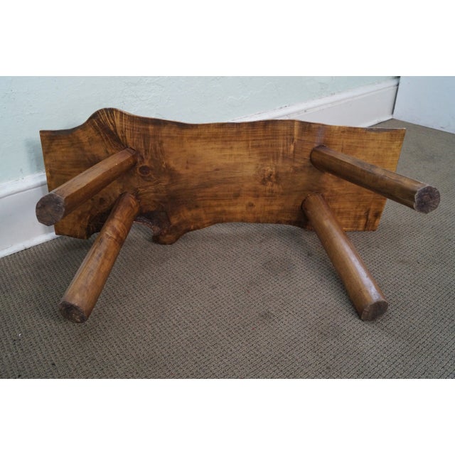 Wood Rustic Slab Wood Coffee Table Bench For Sale - Image 7 of 10