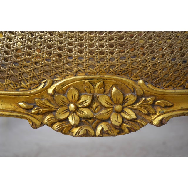 Antique Gold Gilt Queen Size Cane Back Bed For Sale - Image 13 of 16