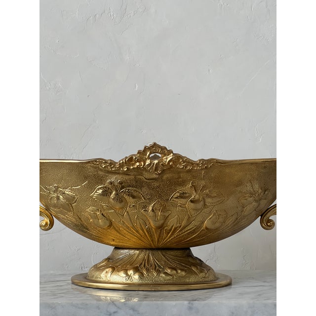 Mid 20th Century Mid 20th Century Large Italian Gold Gilt Bronze Handled Bowl For Sale - Image 5 of 9