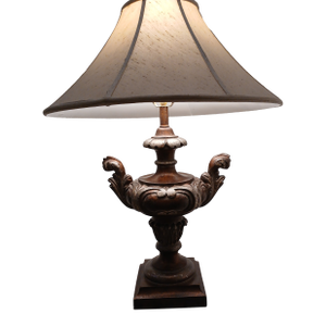 1940s Edwardian Carved Urn Lamp Brown Bronzed Renaissance Avant-Garde W Shade