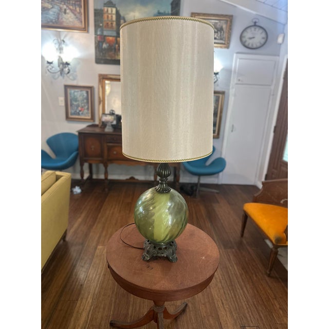 This is a beautiful Mid Century glass lamp with night light