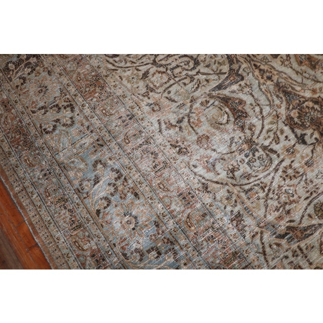 Persian Zabihi Collection Antique Worn Persian Oversize Carpet For Sale - Image 3 of 12