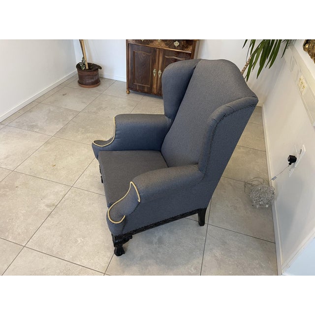 Gray Vintage Lounge Chair in Grey Fabric For Sale - Image 8 of 18