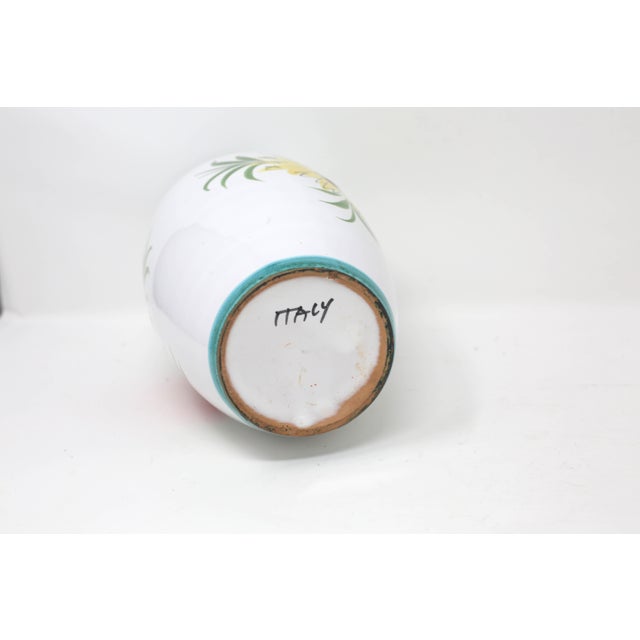 Traditional Vintage Flower Design Italian Pottery Vase For Sale - Image 3 of 4