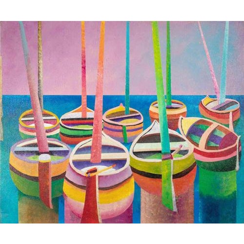 Massimo Sonnino, Boats, Oil Painting on Canvas, 1998, Framed For Sale - Image 6 of 6