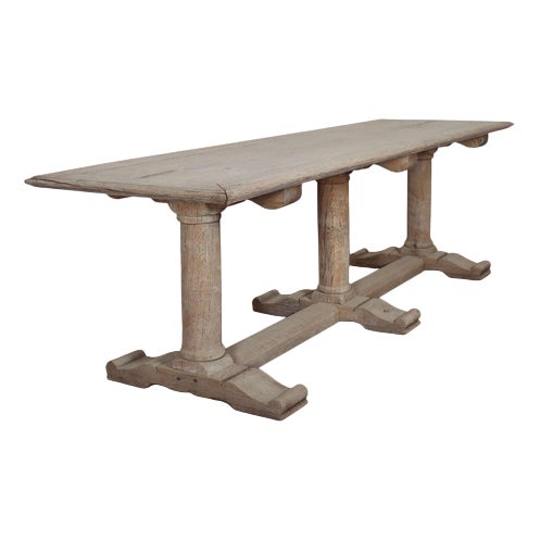 Italian Bleached Oak Trestle Table For Sale
