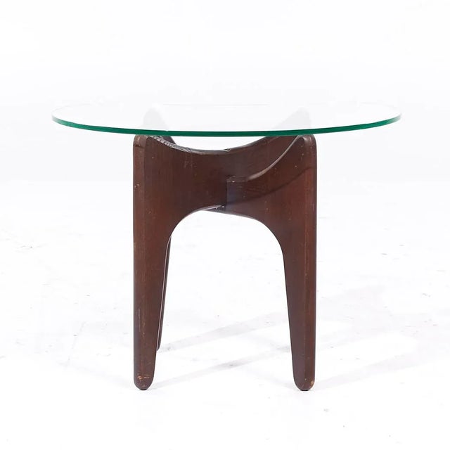Mid 20th Century Adrian Pearsall Mid Century Walnut and Glass Side Tables - Pair For Sale - Image 5 of 11