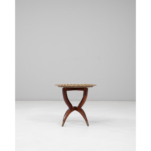 1970s Moroccan Mid-Century Walnut Coffee Table With Spider Legs and Bronze Top For Sale - Image 18 of 18