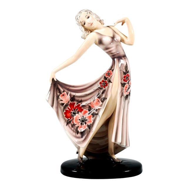 Art Deco Vienna Dancer Dolly by Stephan Dakon for Goldscheider, 1937 For Sale