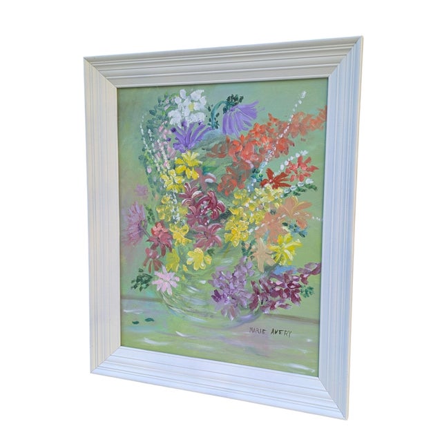 Vintage 1960s Original Botanical Still Life Painting Framed and Signed For Sale - Image 4 of 10