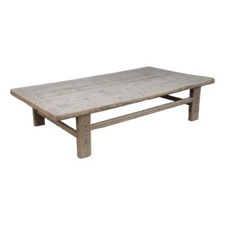 Vintage Bleached Elm Large Coffee Table For Sale