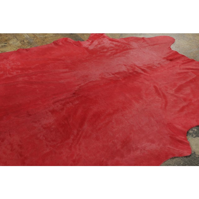 Rug & Kilim Rug & Kilim’s Contemporary Cowhide Solid Rug in Vibrant Red Hues For Sale - Image 4 of 9
