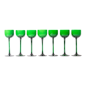 Carlo Moretti Cased Green 6.75” Glasses, Set of Seven