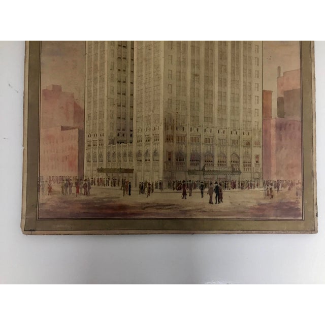 Vintage Watercolor Architectural Painting For Sale - Image 4 of 6