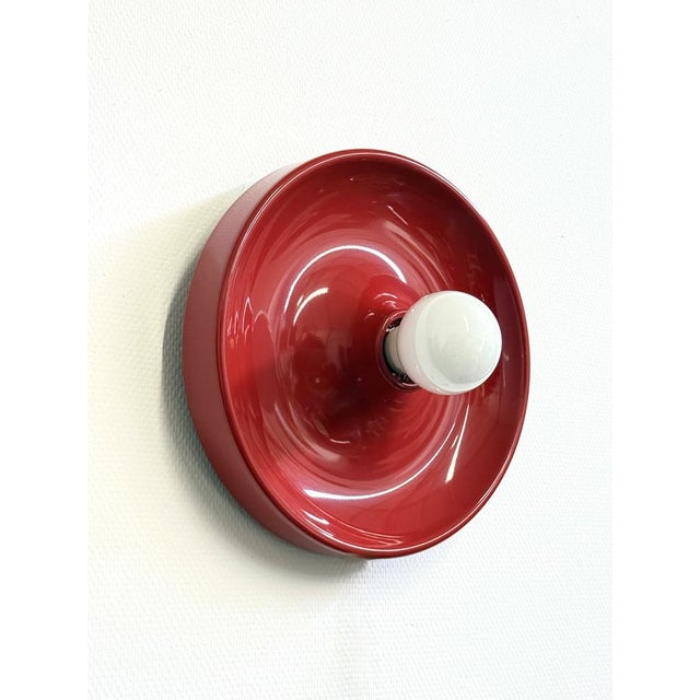 Metal Space Age Red Disc Lamp from Enrico Tronconi, 1970s For Sale - Image 7 of 12