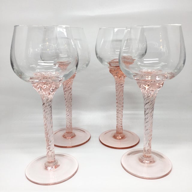 Vintage Twisted Blush Stem Wine Glasses Set of 4 Chairish