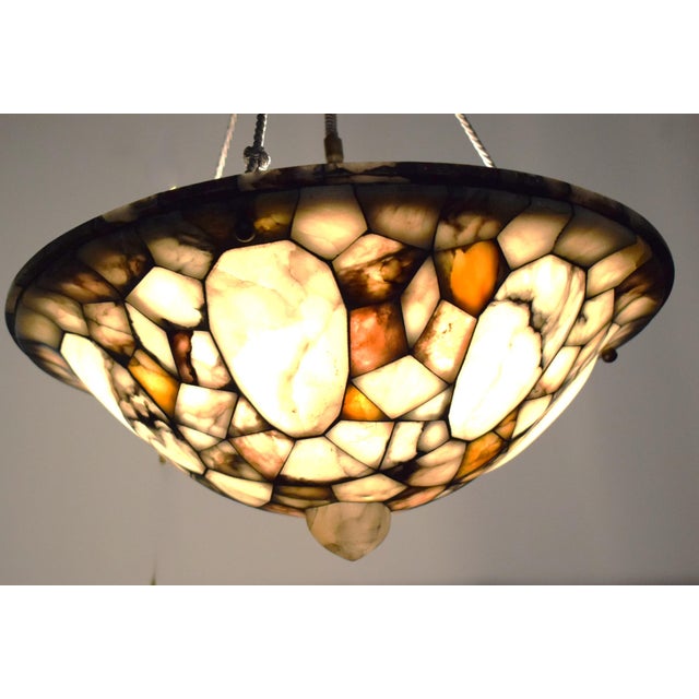 Large Art Deco Alabaster Mosaic Ceiling Light, 1920s For Sale - Image 10 of 14