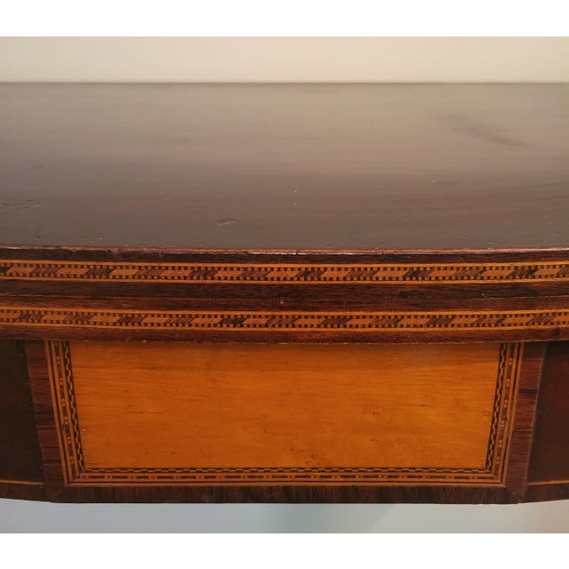 Early 20th Century C. 1900 Valiant Furniture Inlaid Mahogany and Satinwood Flip-Top Hepplewhite Gaming Table For Sale - Image 5 of 14