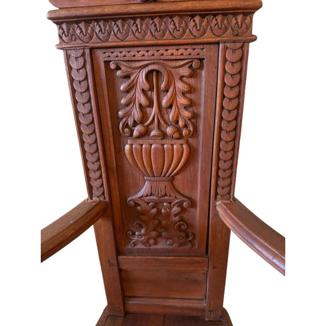 Renaissance Style French Walnut Caquetiore Armchair Carved Back Splat, 19th Century For Sale - Image 4 of 11