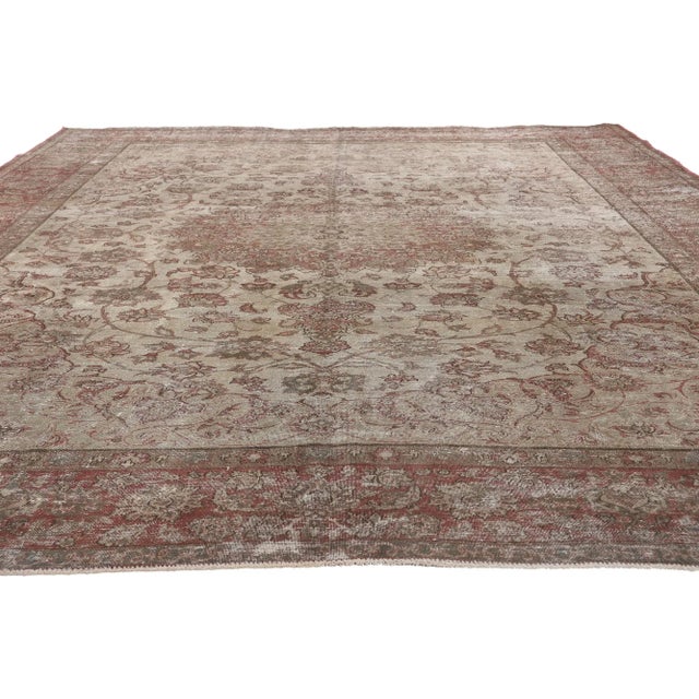 Shabby Chic Mid 20th Century Distressed Vintage Persian Rug, 8'5 X 12'1 For Sale - Image 3 of 10