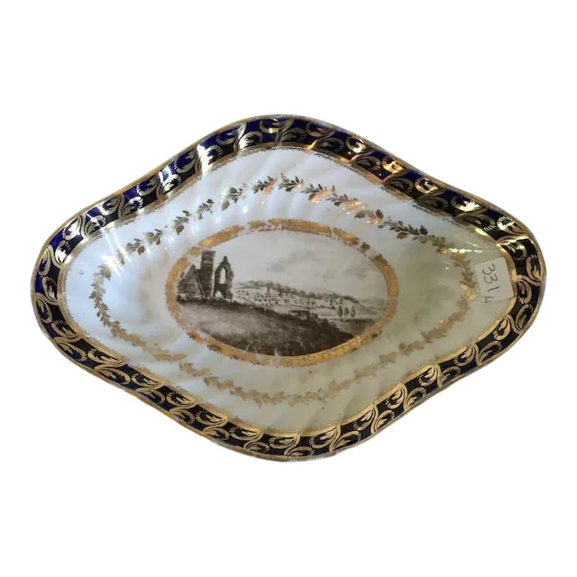 18th Century English George III Worcester Porcelain Lozenge Shape Dessert Dish Plate Droitwich Spa For Sale