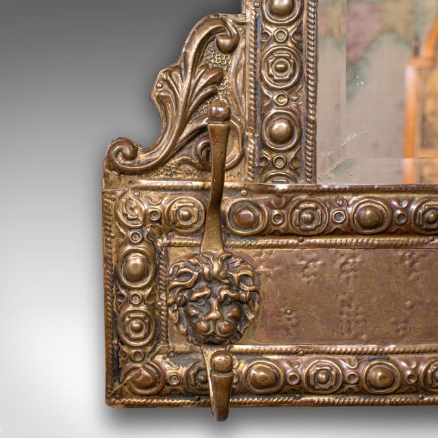 Brass 1910's Antique Hallway Valet Mirror For Sale - Image 8 of 9