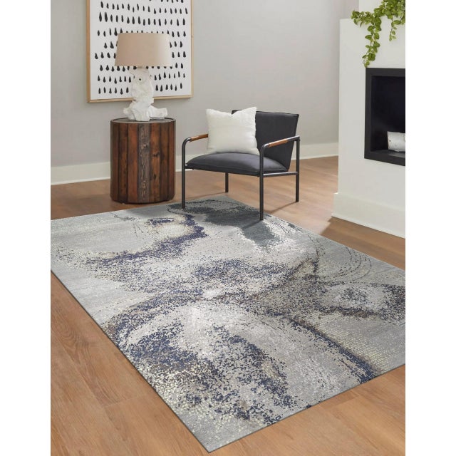 Mid-Century Modern 8x10 Lydia Cassandra Gray Geometric Mid-Century Modern Hand Knotted Wool Carpet Rug For Sale - Image 3 of 6