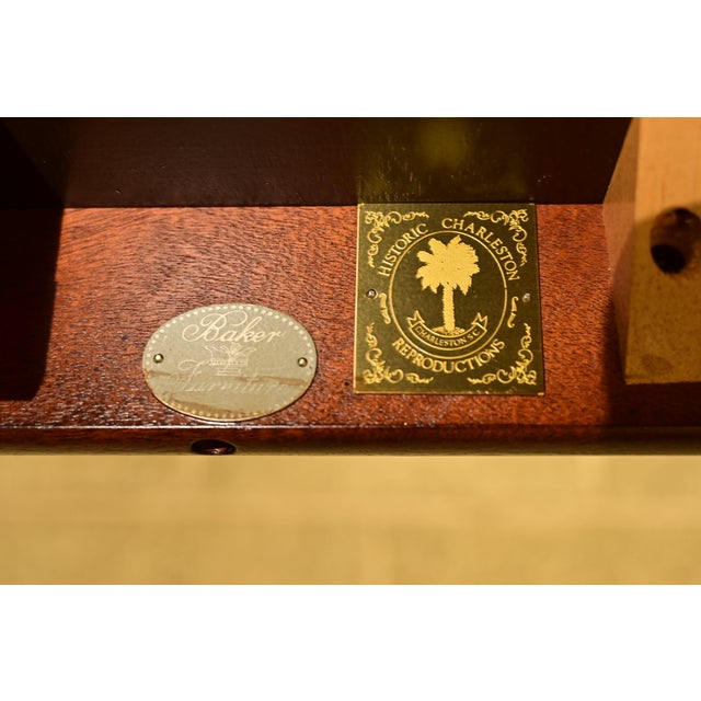 Baker Furniture Historic Charleston Georgian Banded Mahogany Double Pedestal Extension Dining Table, Newly Refinished For Sale - Image 13 of 14